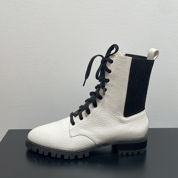 SENSO Jackson ankle boots white combat lace up leather US7 - Picture 10 of 12